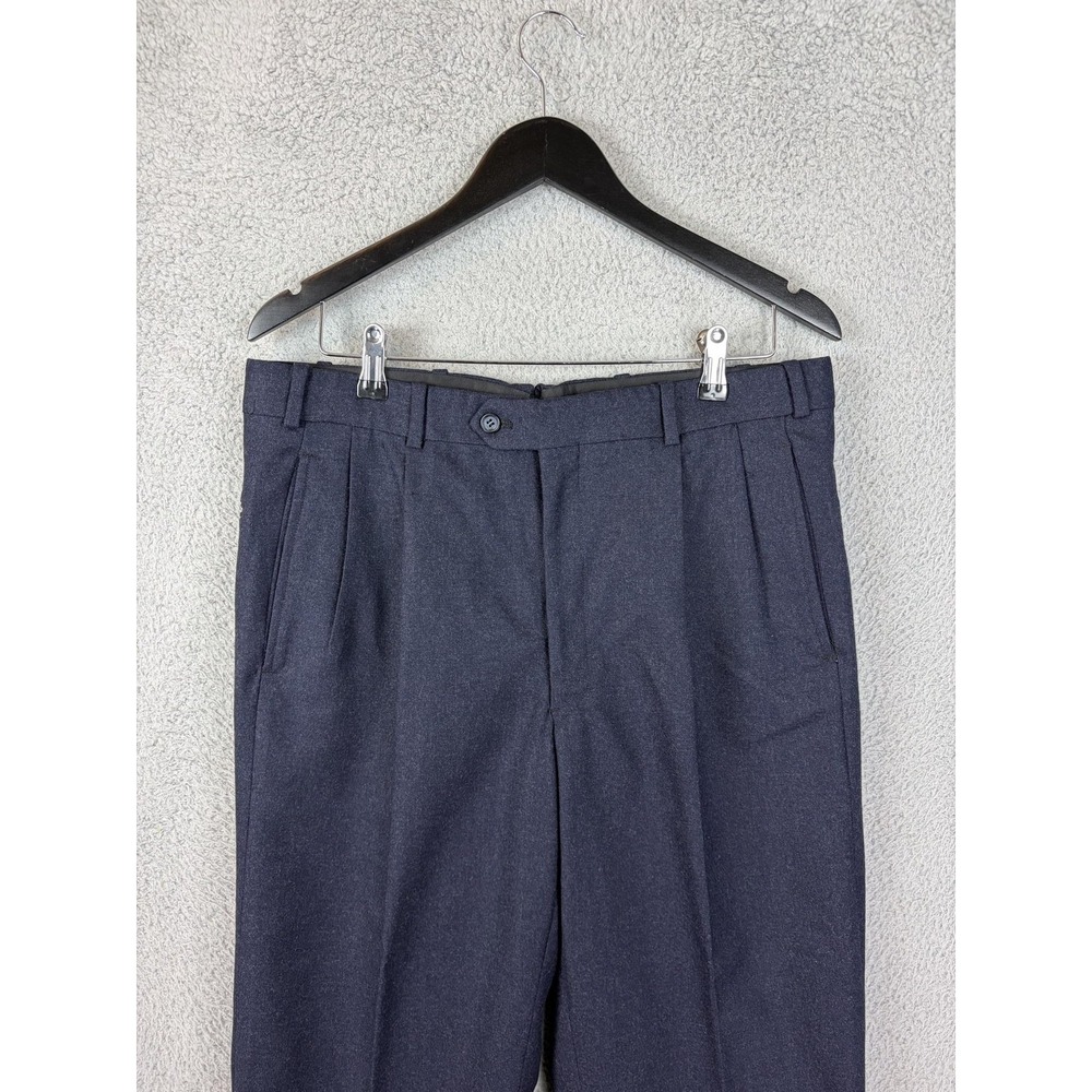 VTG Saks Fifth Avenue Dress Pants Mens 36x24 Blue Pleated Cuffed Classic  Office